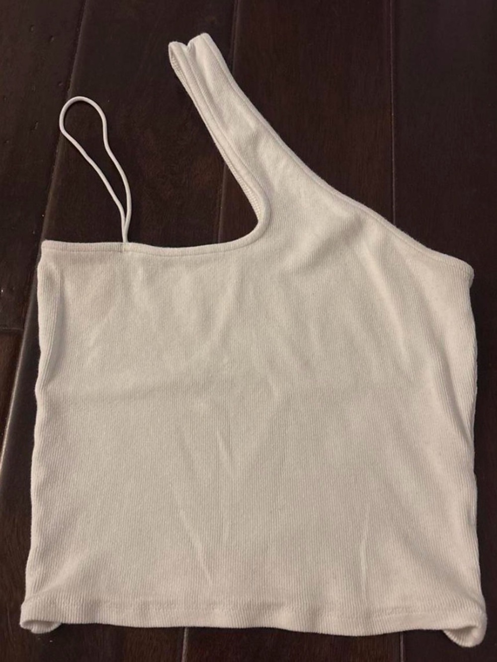 Zara White One-Shoulder Ribbed Crop Top